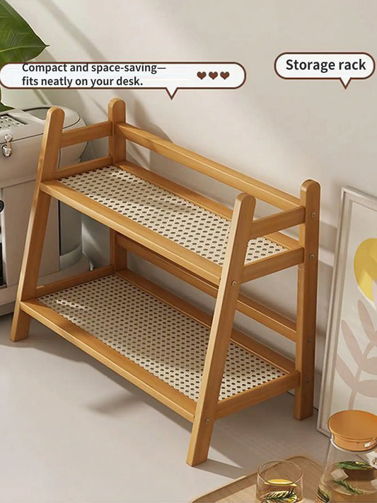 Bamboo Coffee Station Rack – 2-Tier Countertop Organizer